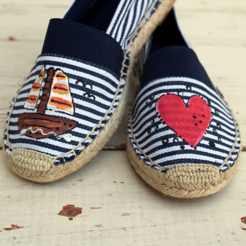 Malované botky námořnické- vel. 37 SKLADEM