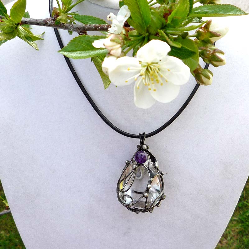 Kapka trio....křišťál,ametyst a říční perla