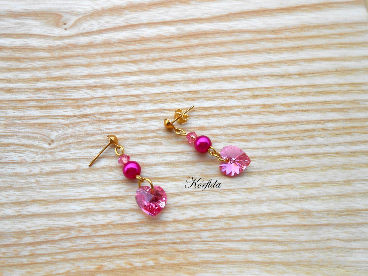 Náušnice - Swarovski srdíčka (1273/15)