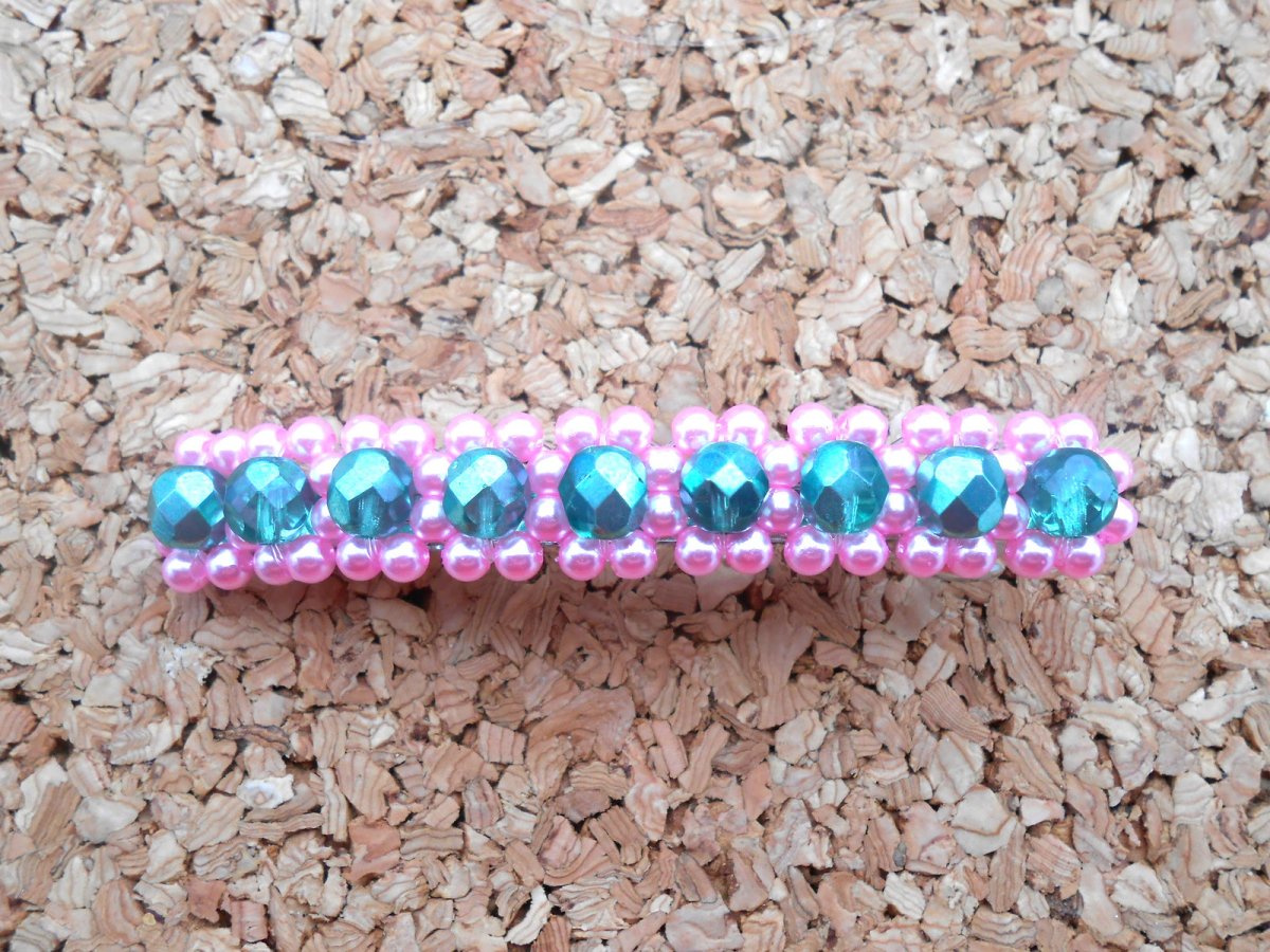 Šitá sponka - růžová+zelená (675/14)