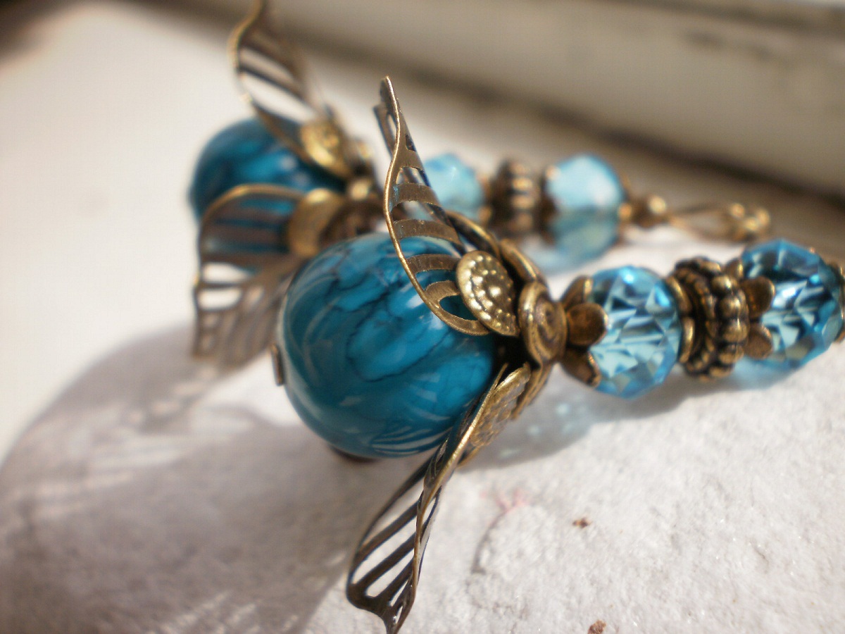 Vintage modré náušnice