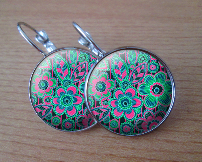 COOL VISACÍ NÁUŠNICE - Pestrobarevné kvítky