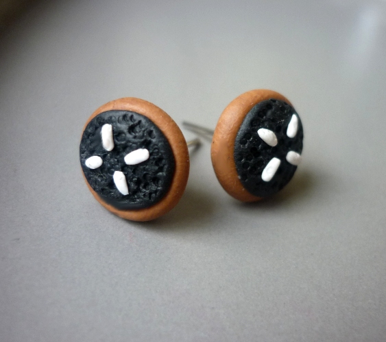 Fimo náušnice - makové koláčky