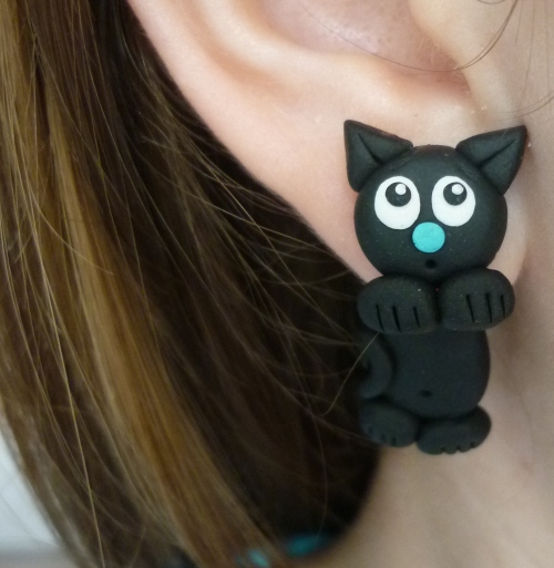 Náušnice fimo kočky skrz ucho