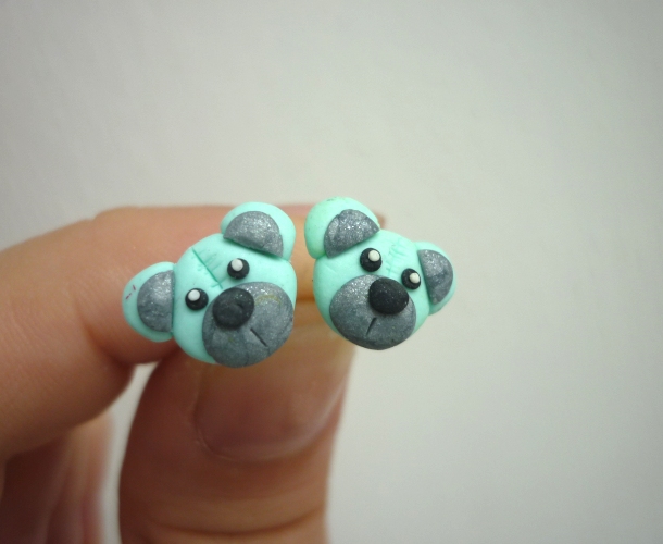 Medvídci - fimo náušnice pecky