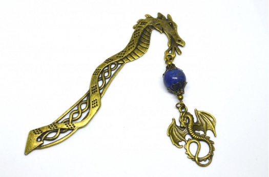 Dračí záložka lapis lazuli drak mosaz