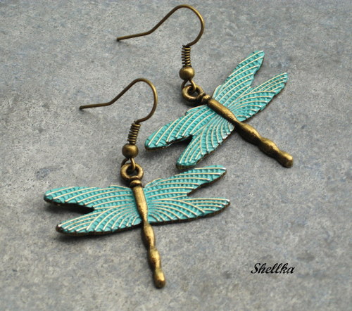 Náušnice ,,VÁŽKY,, tyrkysově-stříbrné