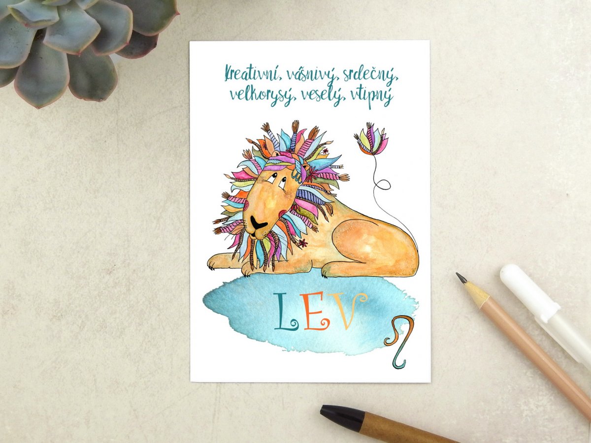 Znamení zvěrokruhu Lev - pohlednice