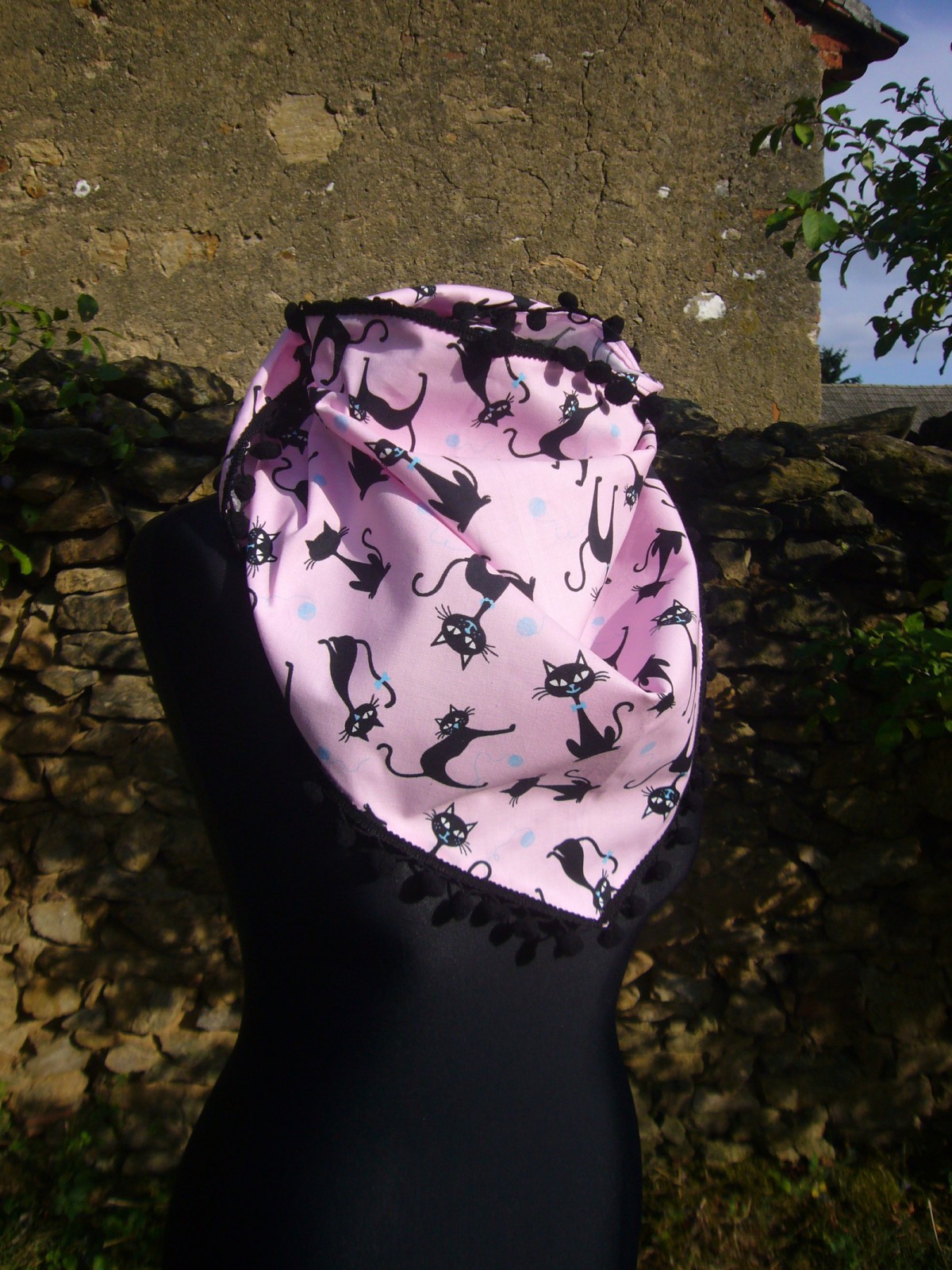 Šátek pro super kočky - černo růžová variace