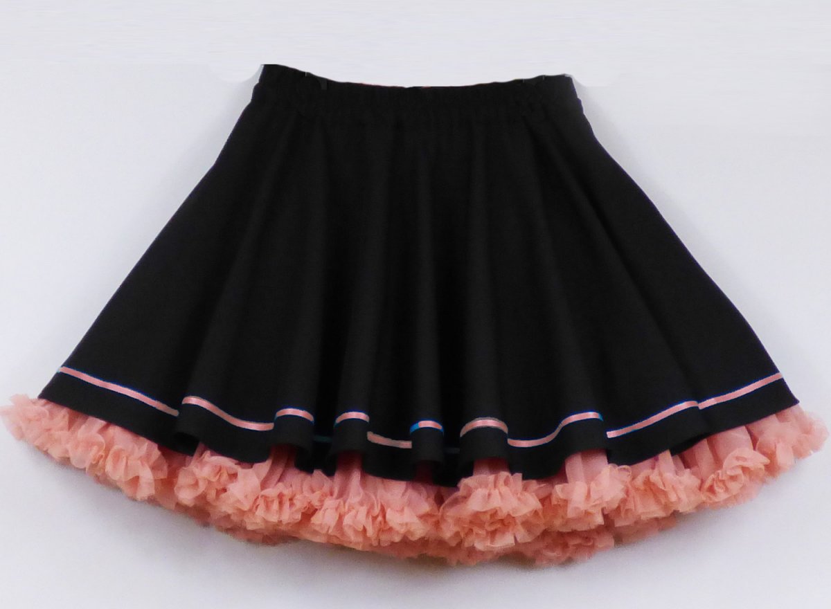 FuFu sukně černá s lososovou spodničkou