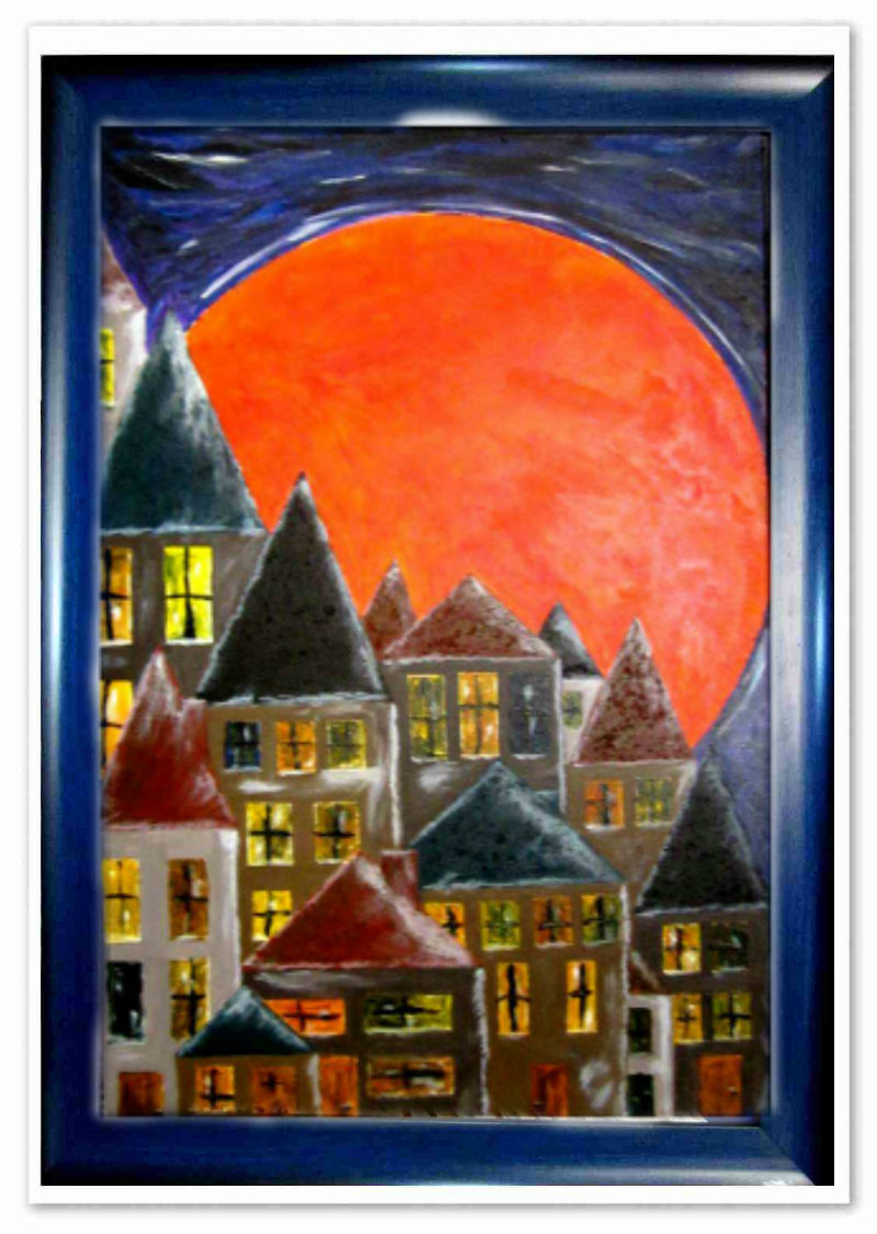 OBRAZ ×AKRYL NA DESCE×SVĚTÝLKA VE TMĚ