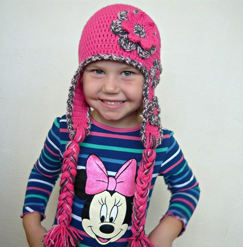 Háčkovaná ušanka růžová Pink.....