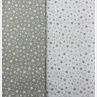 METRÁŽ - bavlněná látka plátno - bílé hvězdičky na šedé, šíře 160 cm