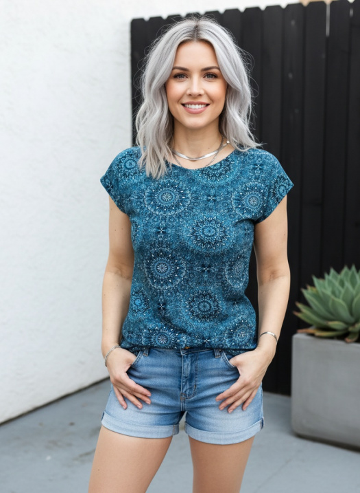 Dámská tričko - tmavé mandaly (bavlna) 