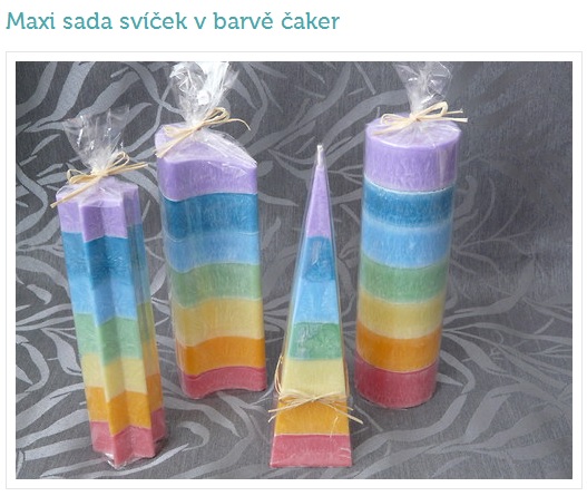 Maxi sada svíček v barvě čaker+koule