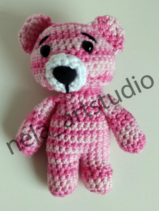 Háčkovaný medvídek melír růžový