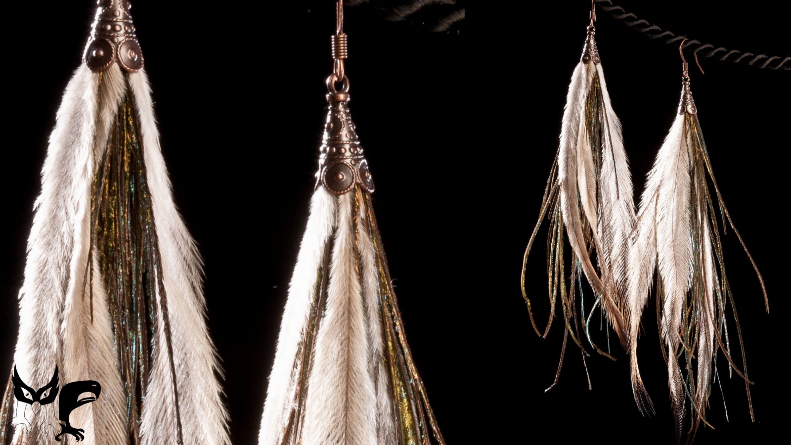 Náušnice - emu hnědý, páv korunkatý