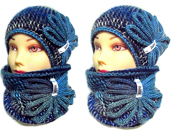 SOUPRAVA ČEPICE A NÁKRČNÍKU OMBRÉ/dvojnit