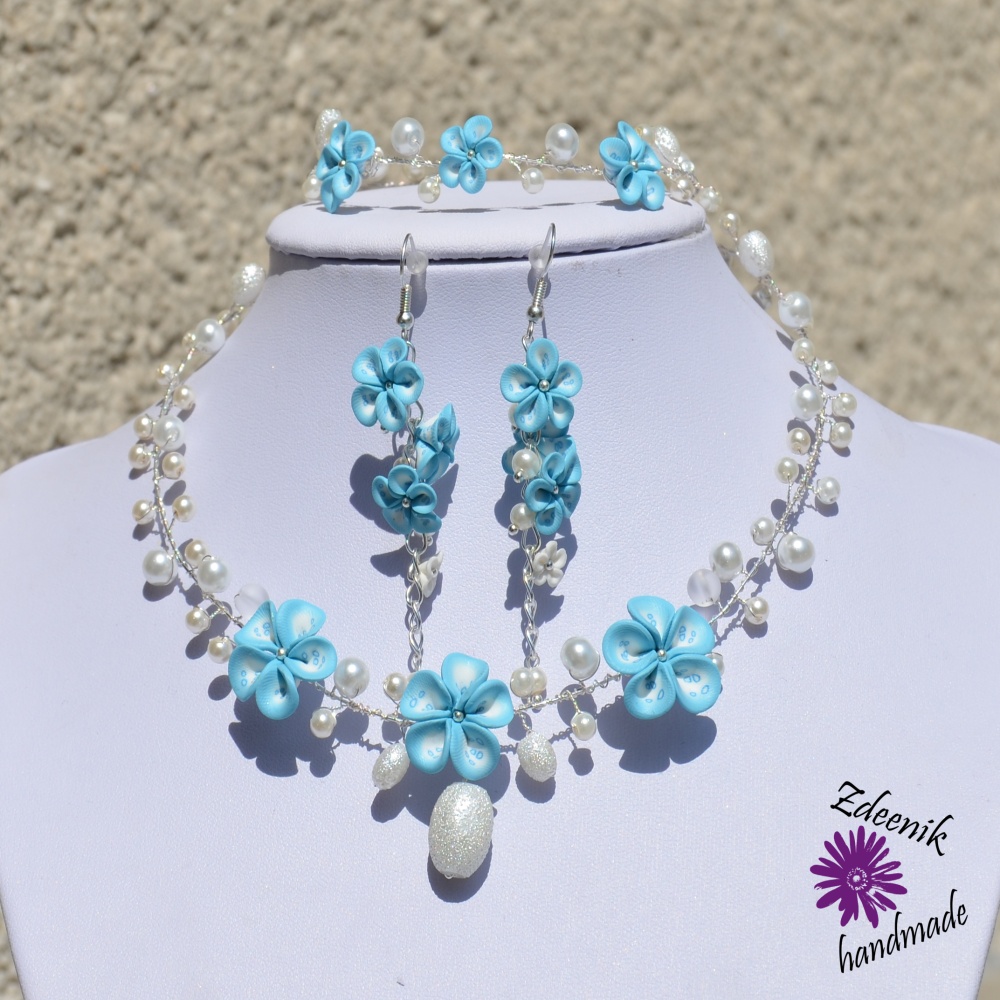 Modro - bílá svatební sada 