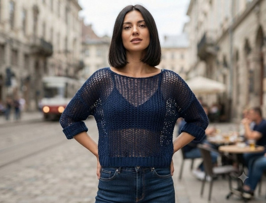 ručně pletený oversize letní svetřík