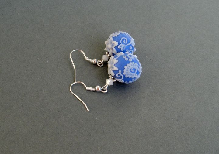 Náušnice modrý fimo filigrán