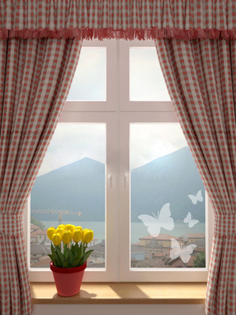 Motýli - mléčné sklo