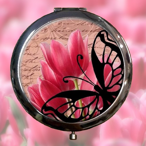 Zrcátko Motýl v tulipánech