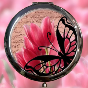 Zrcátko Motýl v tulipánech