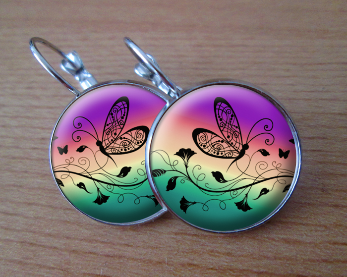 COOL VISACÍ NÁUŠNICE - Motýl a duha