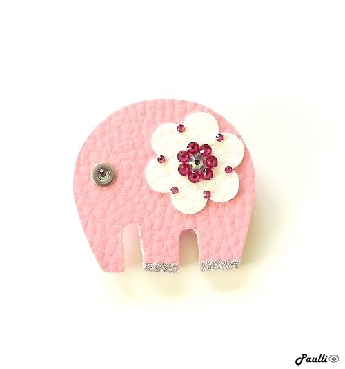 Růžový sloník s kamínky