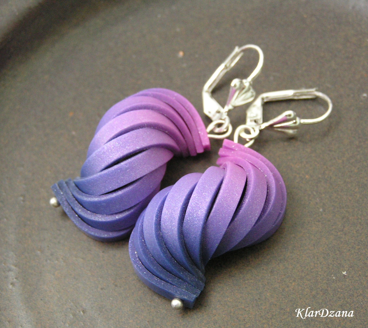 Náušnice mušle růžovo-fialové