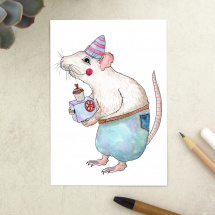 Pohlednice narozeninová s myšákem