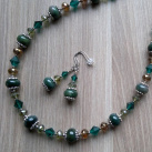 náhrdelník a naušnice - jaspis zelené rondelky a swarovski
