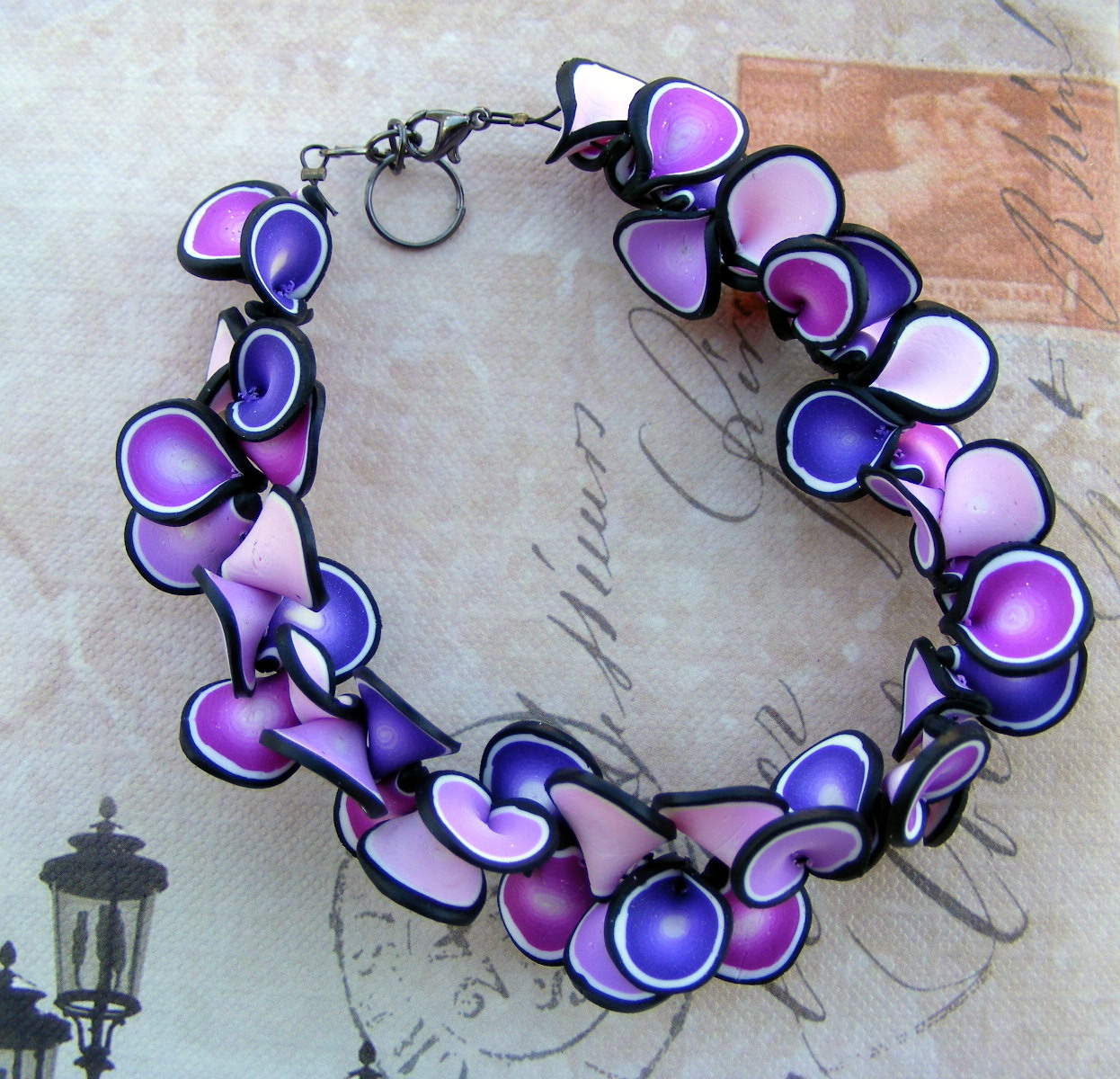 Fimo náramek-fialové mámení