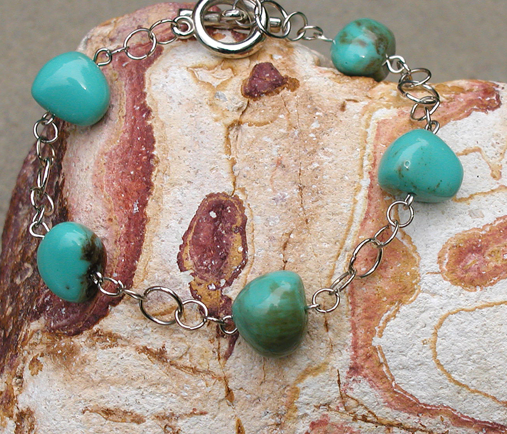 Náramek tyrkysový valounek 