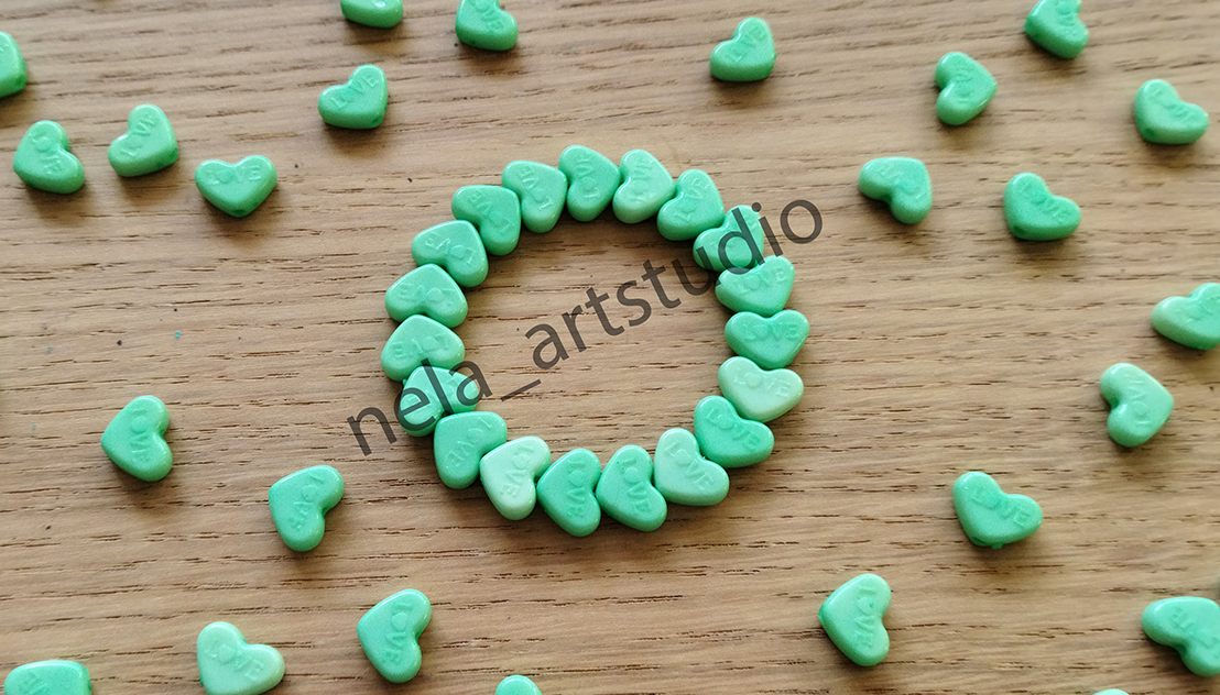 Náramek srdce zelený