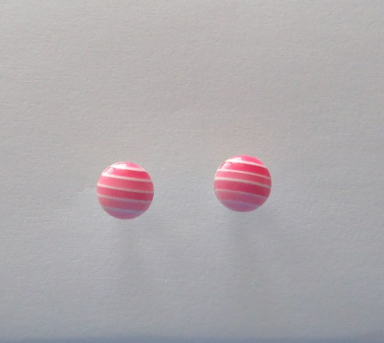 puzetkové náušnice růžový proužek