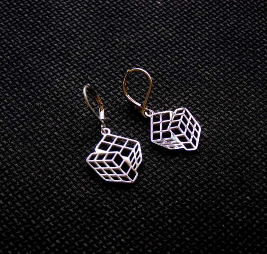 RUBIKOVA KOSTKA*ocelové náušnice