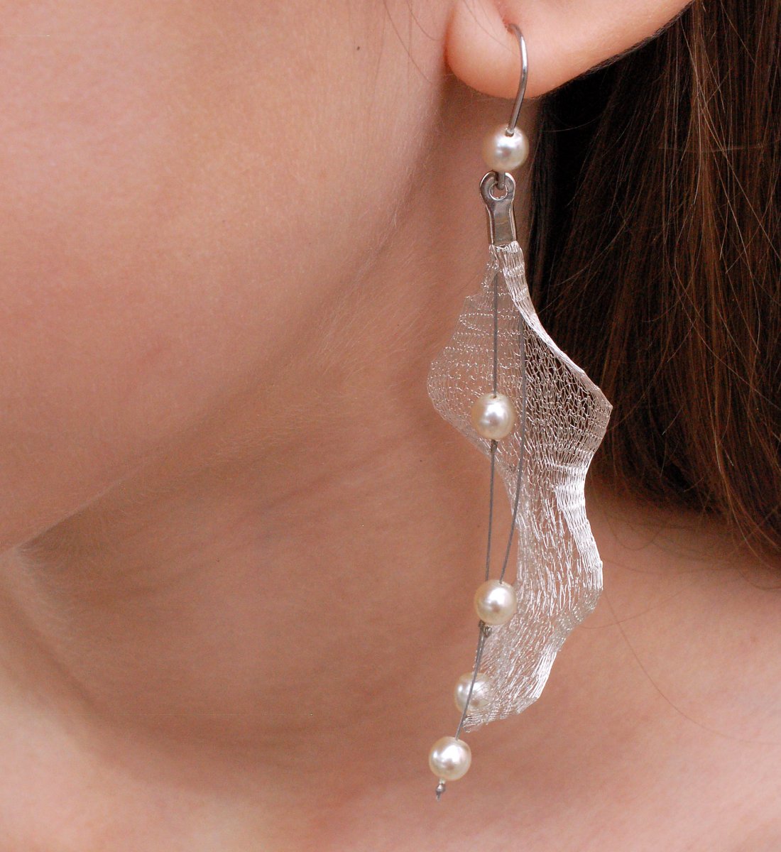 Náušnice smetanová krajka