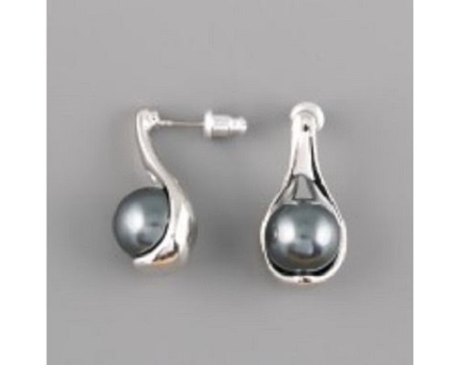 Náušnice s tmavou perlou 10mm