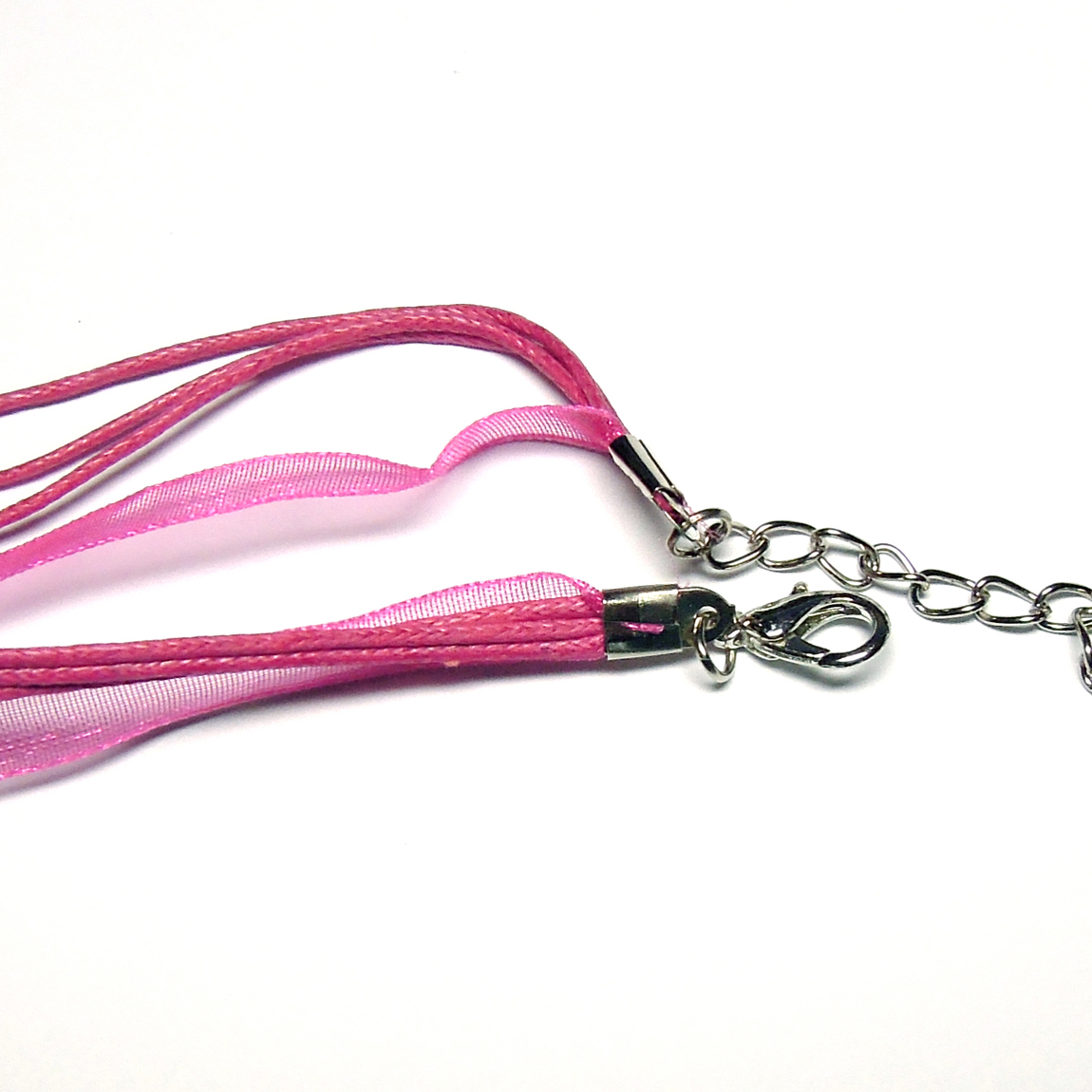 Návleková šňůrka s organzou - světle růžová