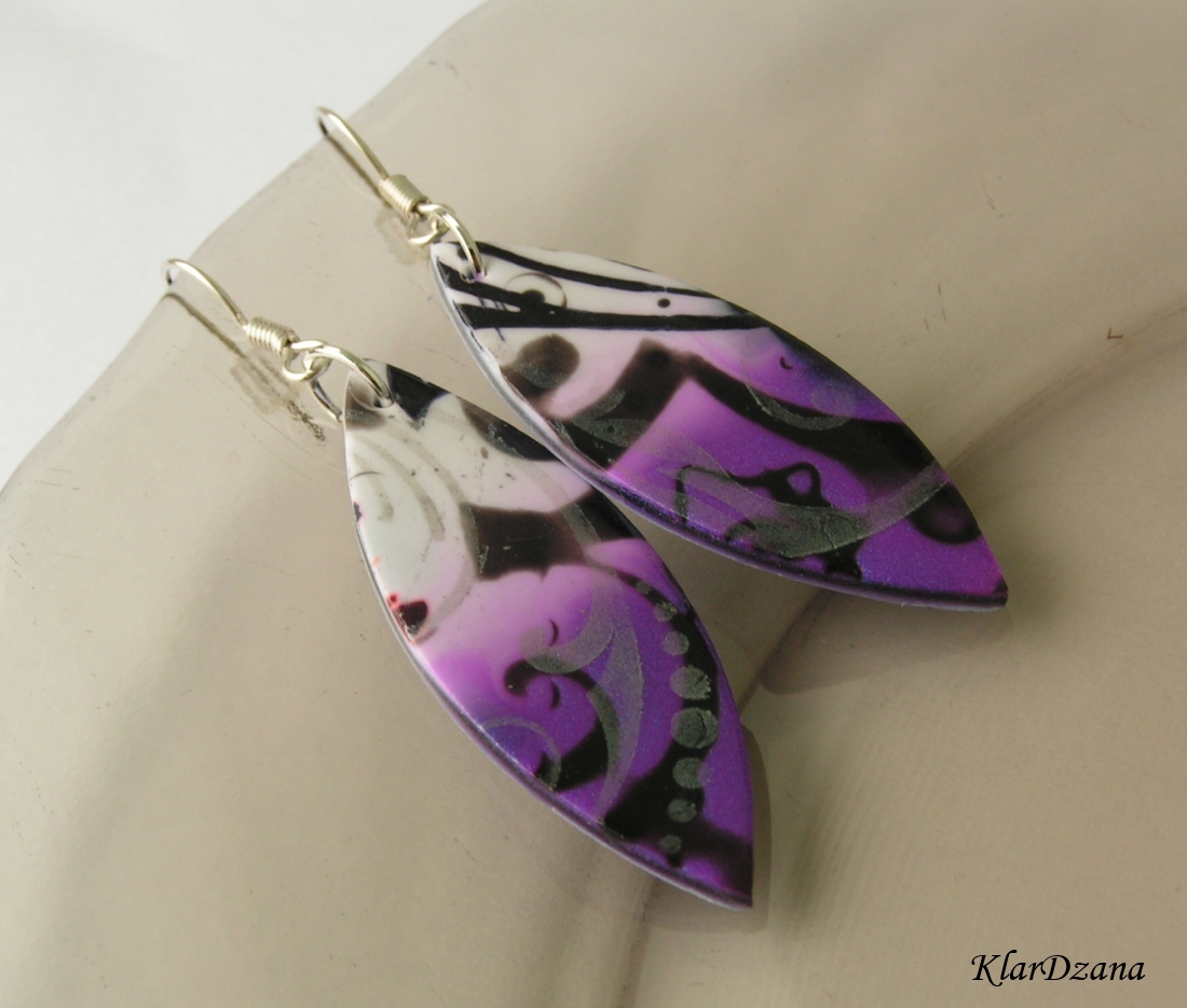 Náušnice Night fialové lístky