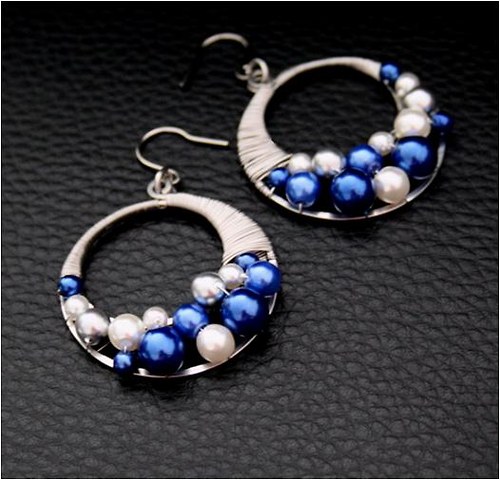 Náušnice - MODRÉ NEBE - tepané - hypoalergenní