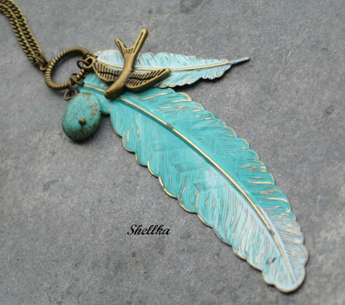 Náhrdelník ,,TURQUOISE FEATHERS,,