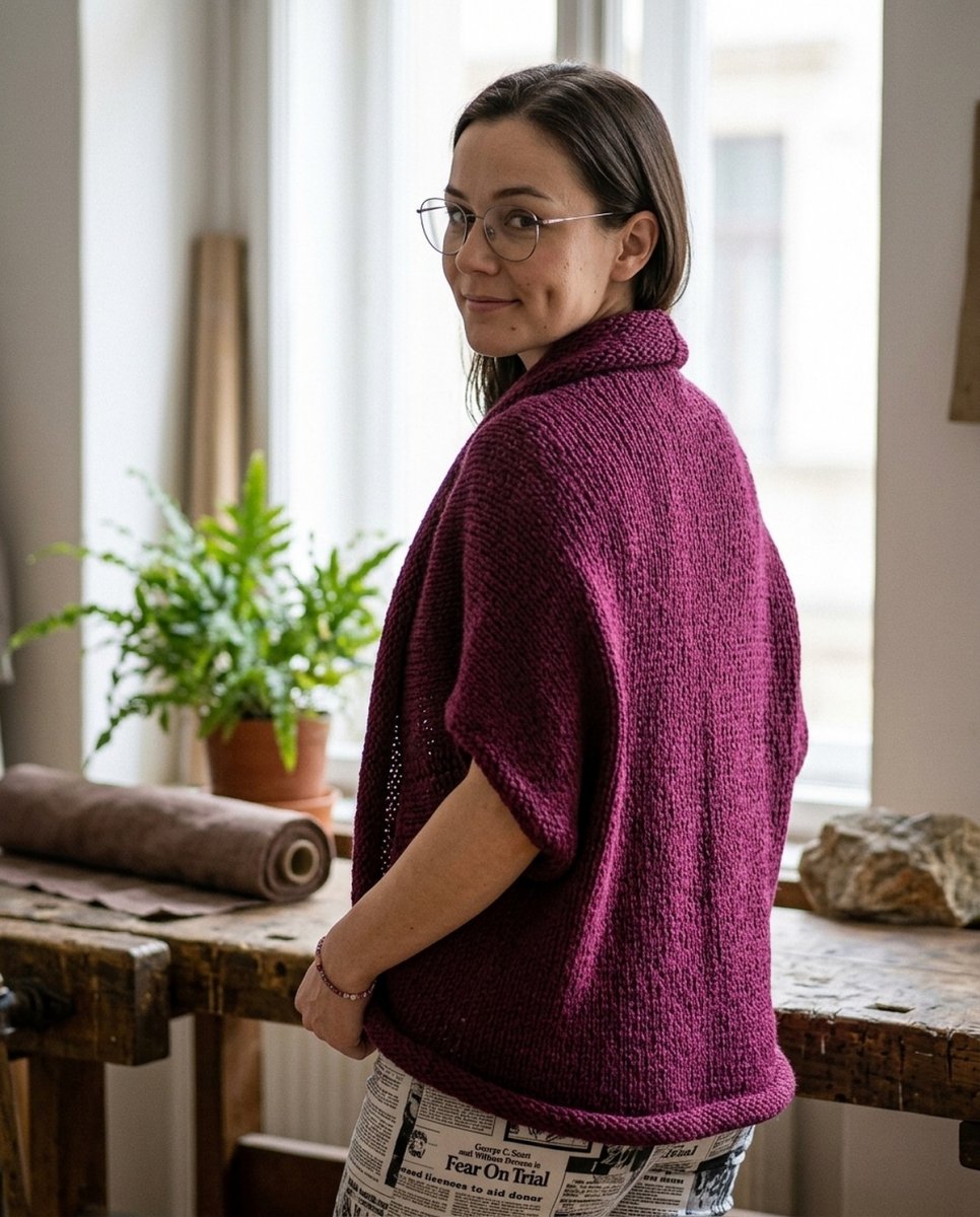 Pletená vesta - barva vínová
