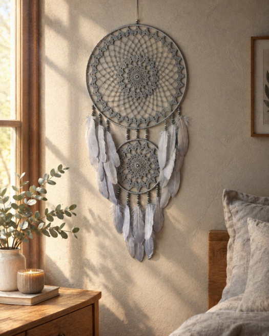 Lapač zlých snů Náčelník Šedý vlk 40 x 95 cm