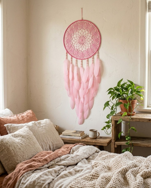 Lapač zlých snů 35 x 105 cm Růžový sen