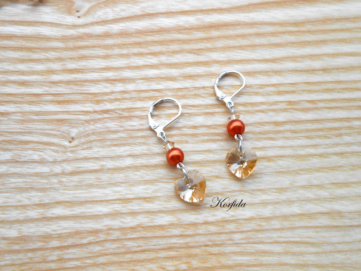 Náušnice - Swarovski srdíčka (657/16)