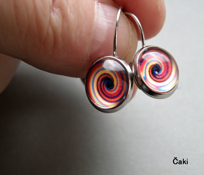 Visací naušnice - barevné-platina