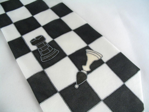 Šachová kravata černo-bílá 893055